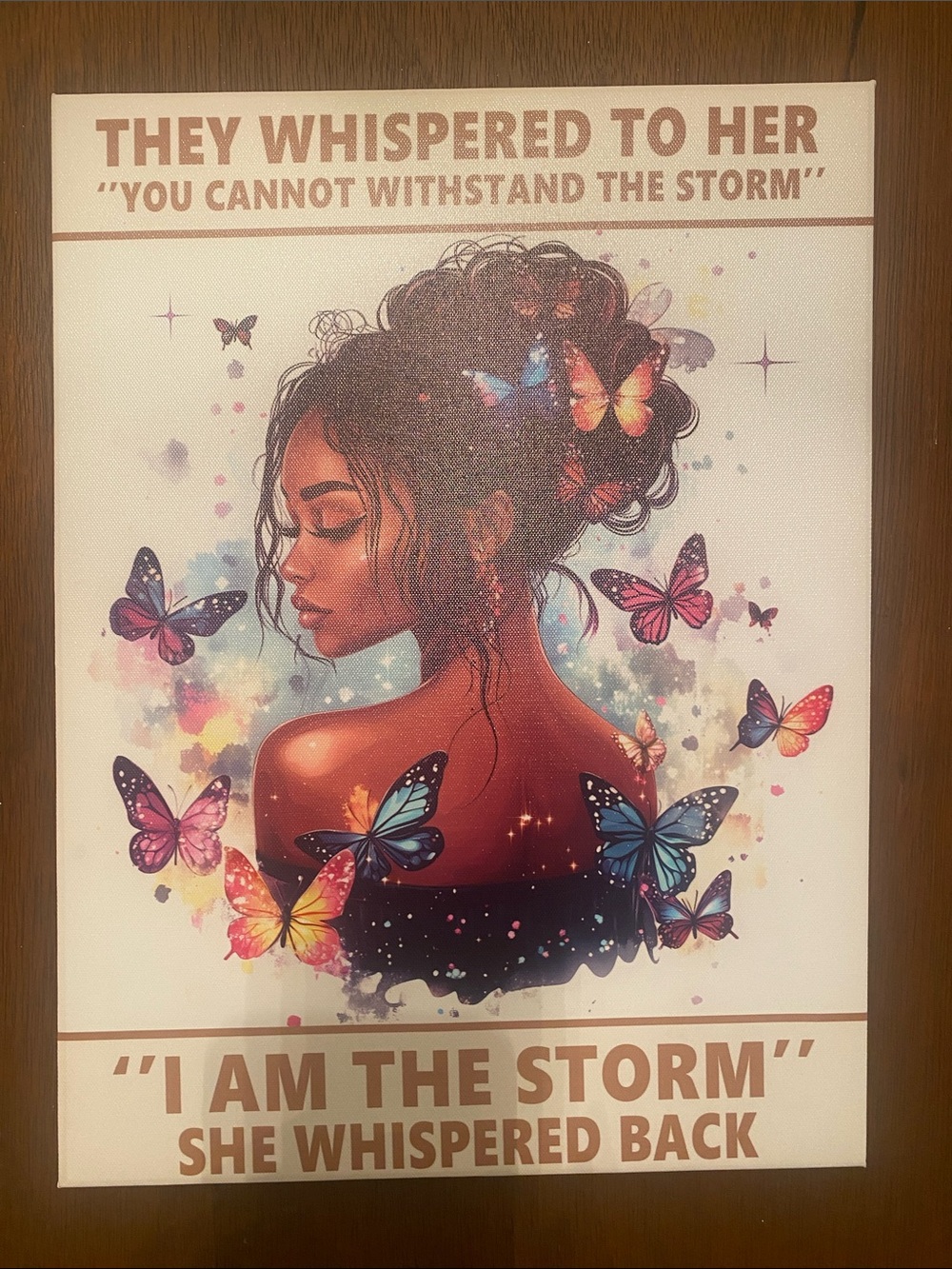 Empowering Butterfly Woman Wall Art - Cream & Multicolor